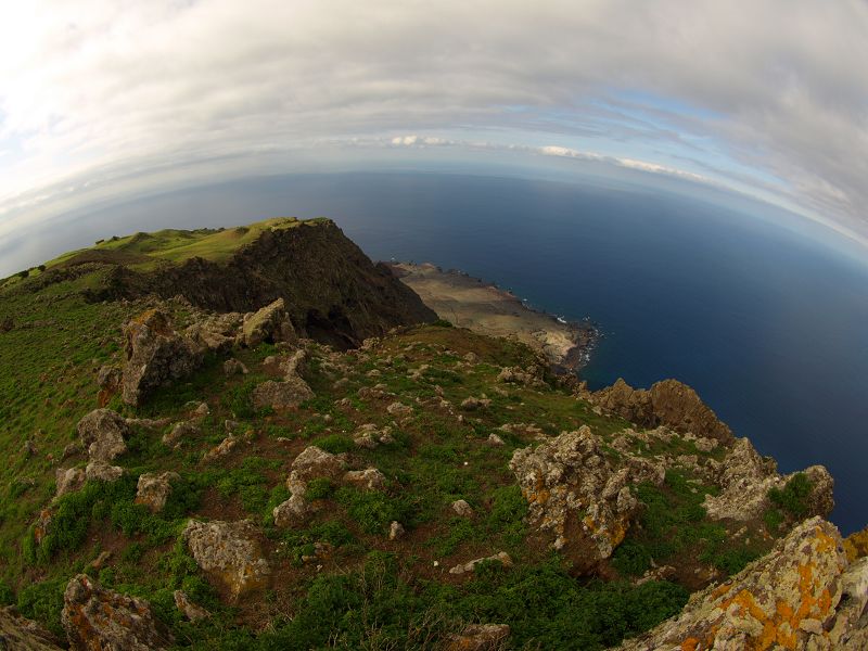Mirador Bascos Blick runter Pozo de la Salud Blick in die Caldera El Golfo