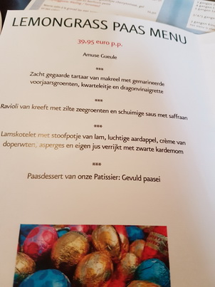 Scheveningen Lemongrass Paasdagmenü 2017