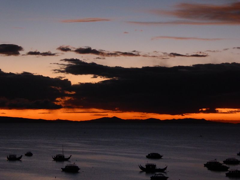 Bolivien Copacabana Lago Titicaca Titicacasee sundown