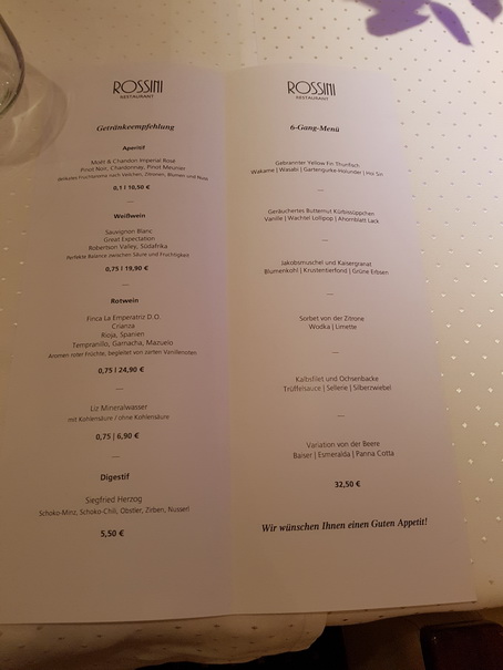 Aida Prima Rossini 6 Gang Menue